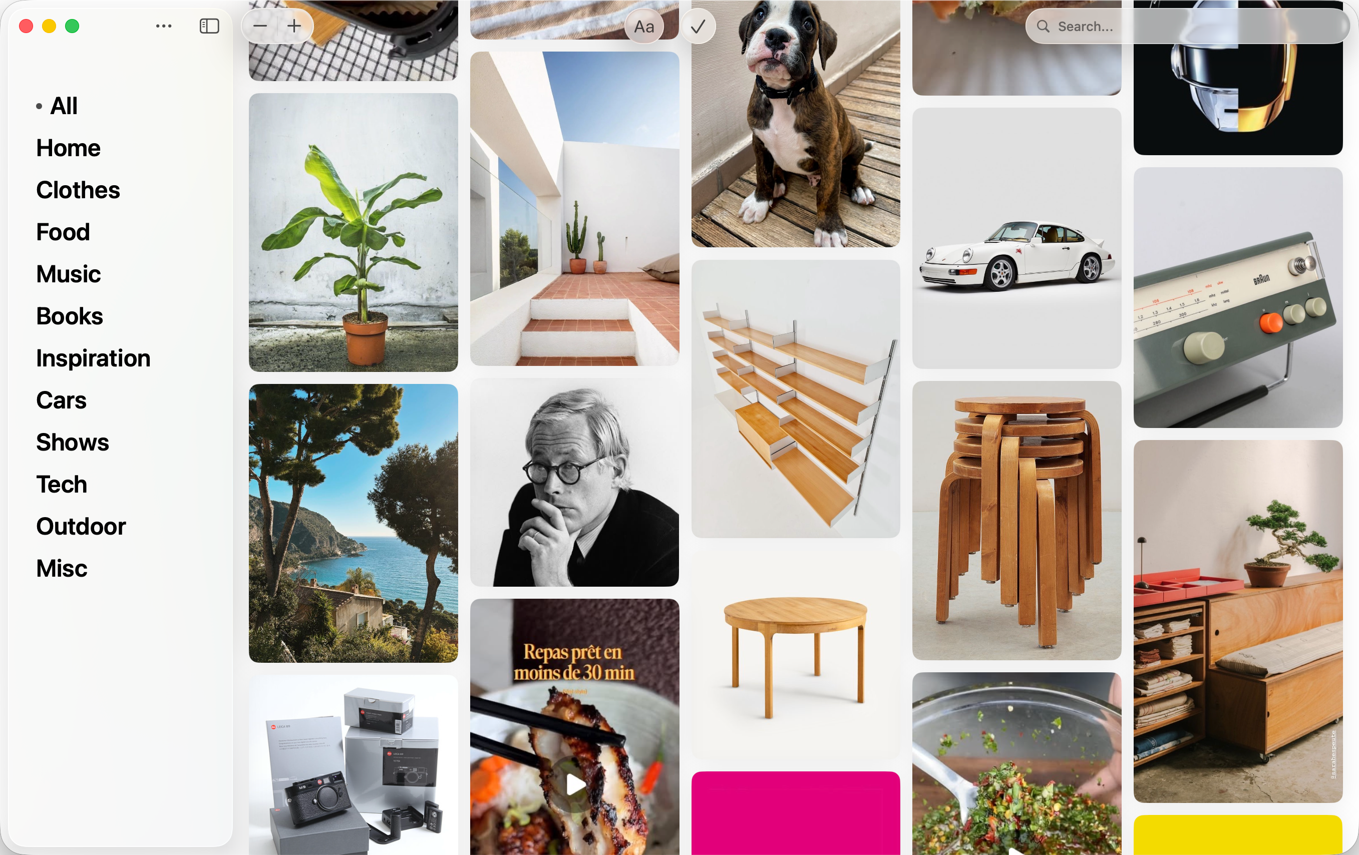 Pinpin on Mac — masonry grid view